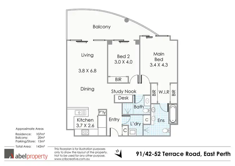 Floorplan of Homely apartment listing, 91/42-52 Terrace Road, East Perth WA 6004