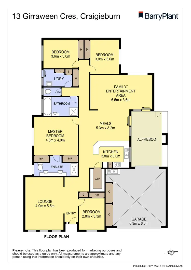 Floorplan of Homely house listing, 13 Girraween Crescent, Craigieburn VIC 3064