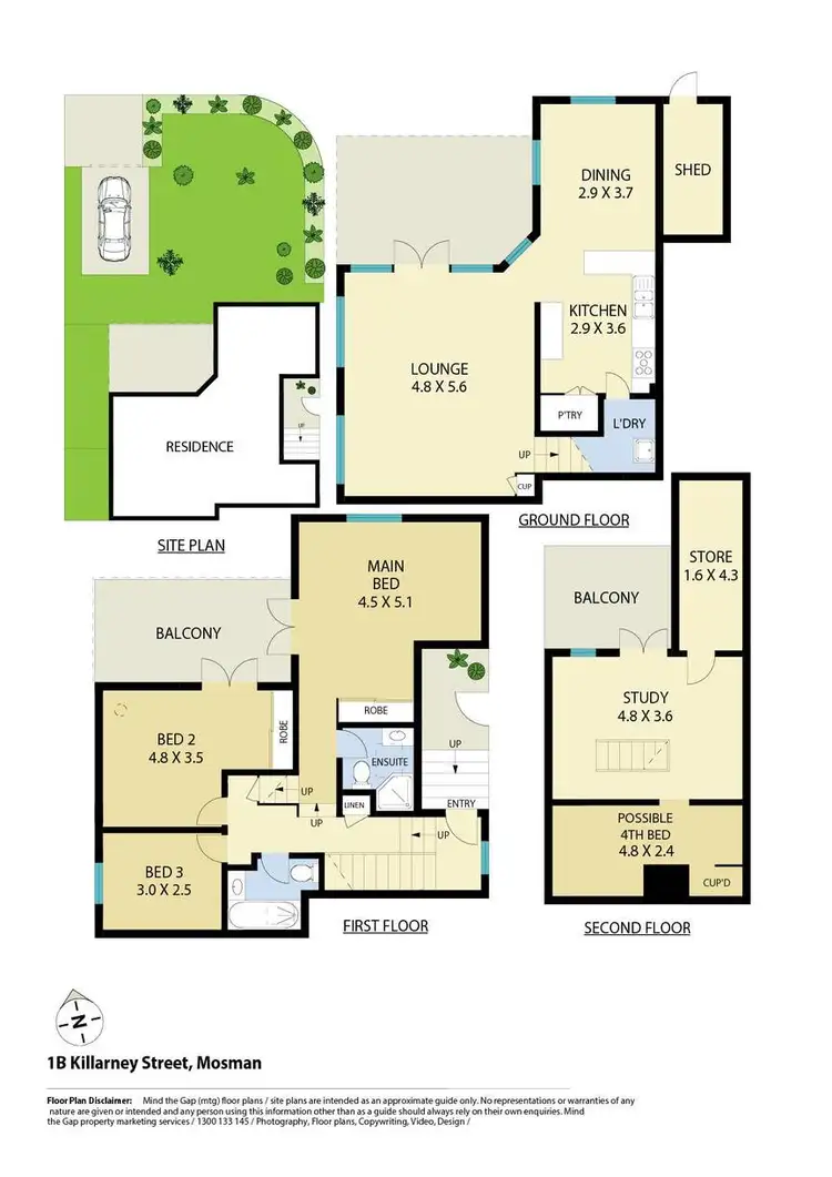 Floorplan of Homely semi-detached listing, 1b Killarney Street, Mosman NSW 2088
