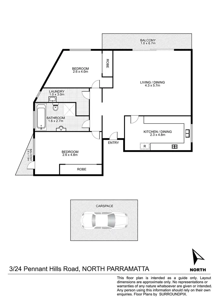 Floorplan of Homely unit listing, 3/24 Pennant Hills Road, North Parramatta NSW 2151