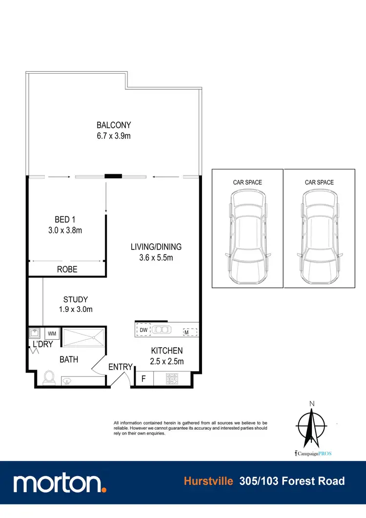 Floorplan of Homely apartment listing, 305/103 Forest Road, Hurstville NSW 2220
