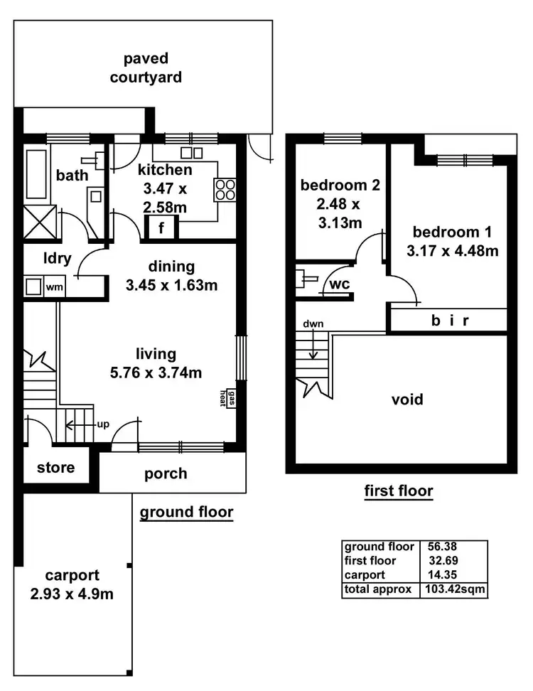 Floorplan of Homely townhouse listing, 9/71 Young Street, Parkside SA 5063