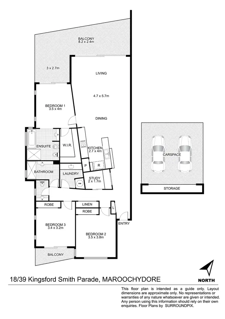 Floorplan of Homely unit listing, 18/39 Kingsford Smith Parade, Maroochydore QLD 4558