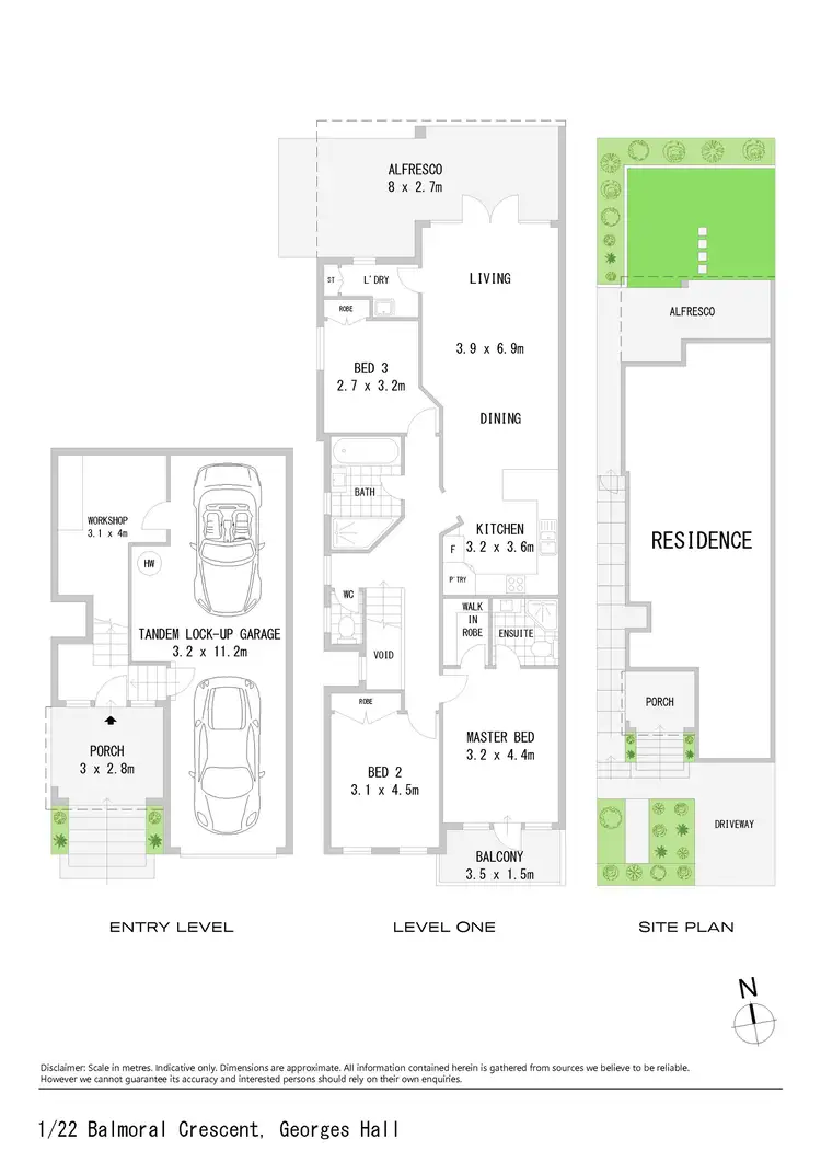 Floorplan of Homely semi-detached listing, 1/22 Balmoral Crescent, Georges Hall NSW 2198
