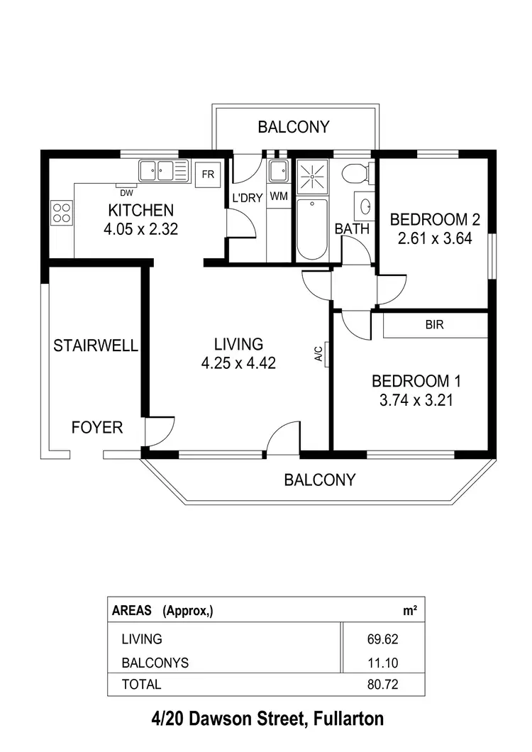 Floorplan of Homely unit listing, 4/20 Dawson Street, Fullarton SA 5063
