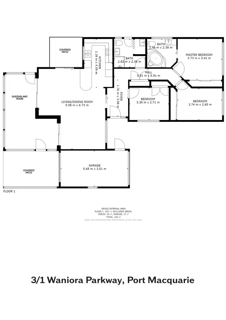 Floorplan of Homely villa listing, 3/1 Waniora Parkway, Port Macquarie NSW 2444