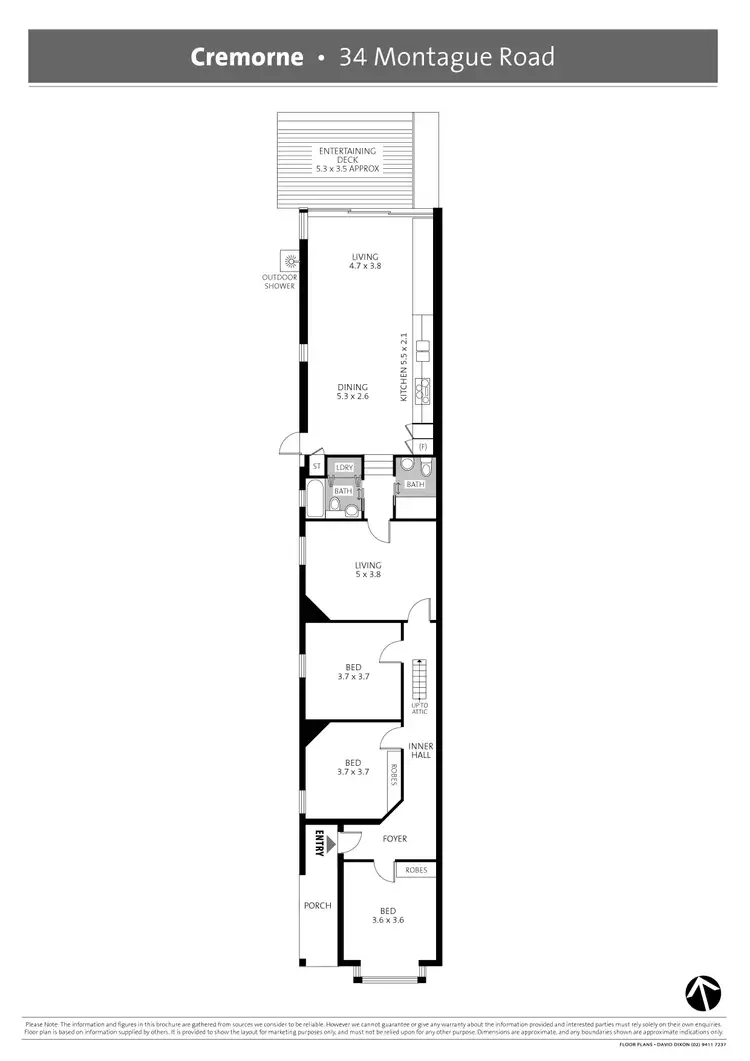 Floorplan of Homely semi-detached listing, 34 Montague Road, Cremorne NSW 2090