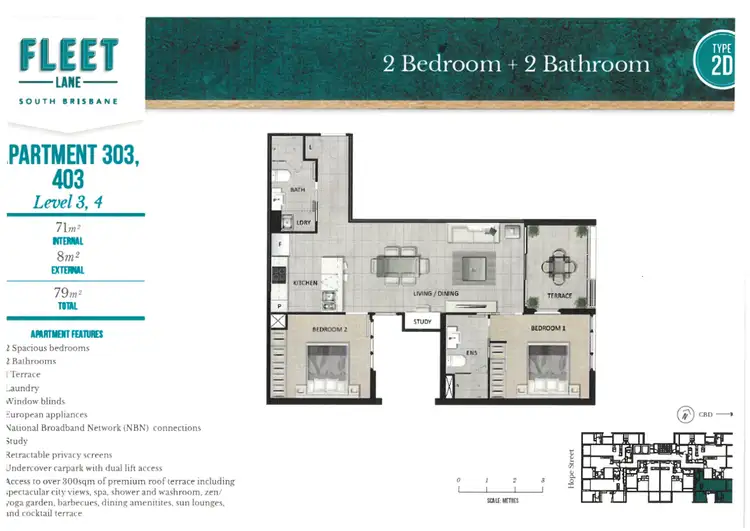 Floorplan of Homely apartment listing, 303/25-27 Hope Street, South Brisbane QLD 4101