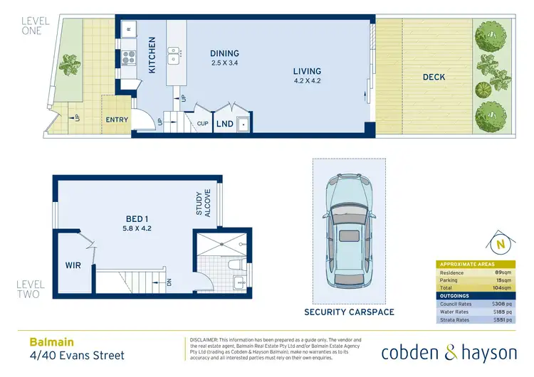 Floorplan of Homely townhouse listing, 4/40 Evans Street, Balmain NSW 2041