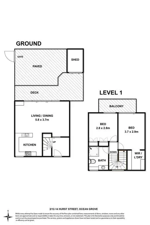 Floorplan of Homely apartment listing, 2/12-14 Hurst Street, Ocean Grove VIC 3226