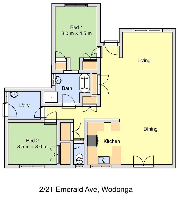 Floorplan of Homely unit listing, 2/21 Emerald Avenue, Wodonga VIC 3690