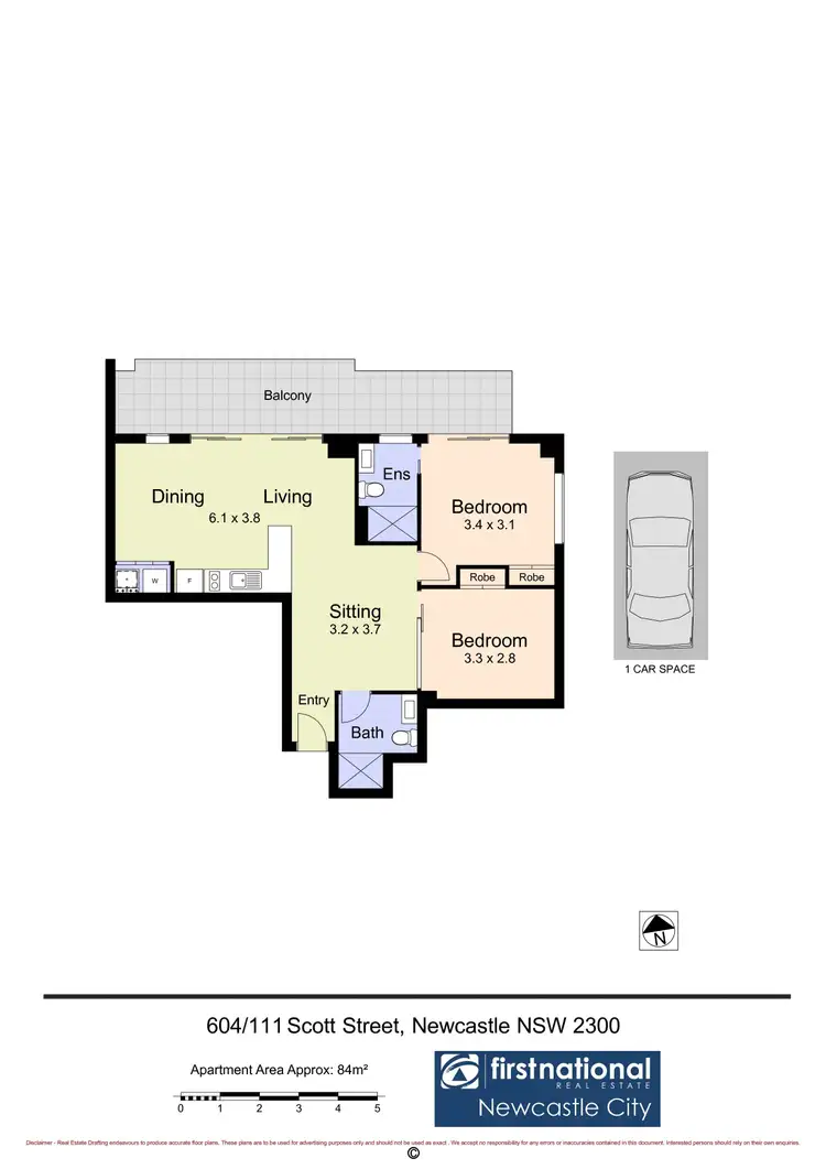 Floorplan of Homely apartment listing, 604/111 Scott Street, Newcastle NSW 2300