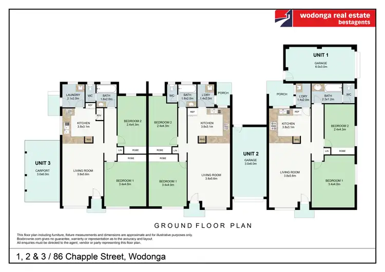 Floorplan of Homely block of units listing, 1-3/86 Chapple Street, Wodonga VIC 3690