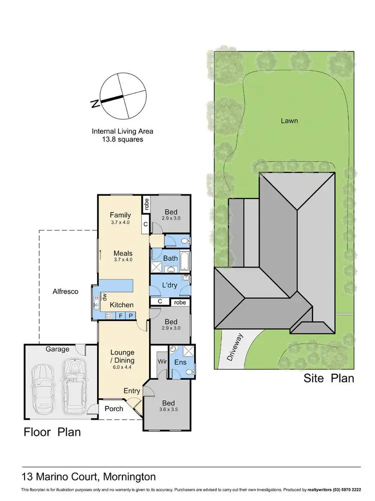 Floorplan of Homely house listing, 13 Marino Court, Mornington VIC 3931