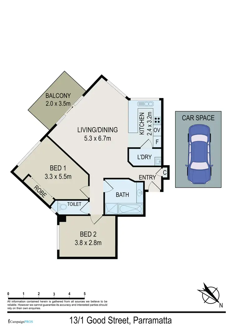 Floorplan of Homely unit listing, 13/1 Good Street, Parramatta NSW 2150