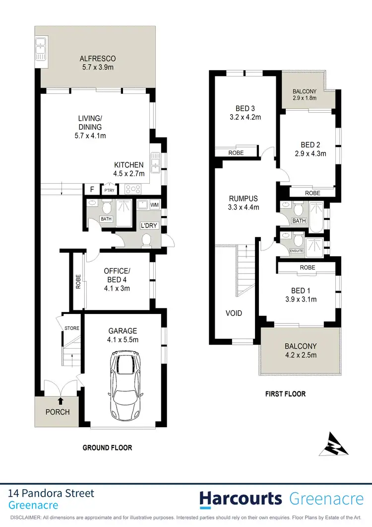 Floorplan of Homely semi-detached listing, 14 Pandora Street, Greenacre NSW 2190