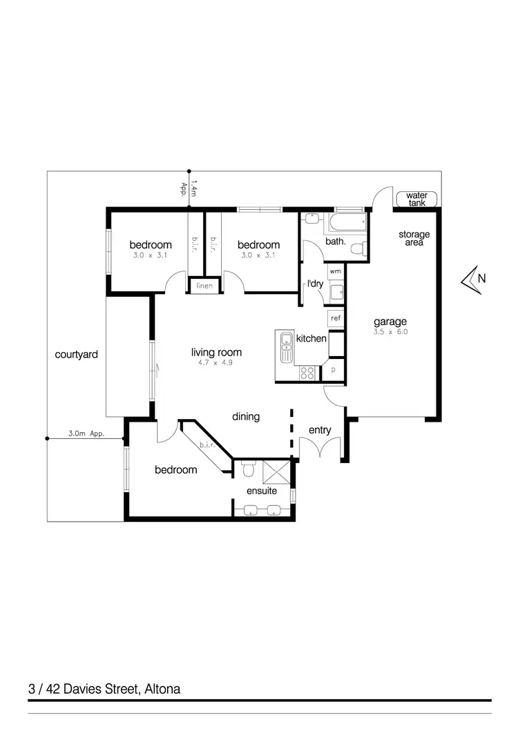 Floorplan of Homely unit listing, 3/42 Davies Street, Altona VIC 3018
