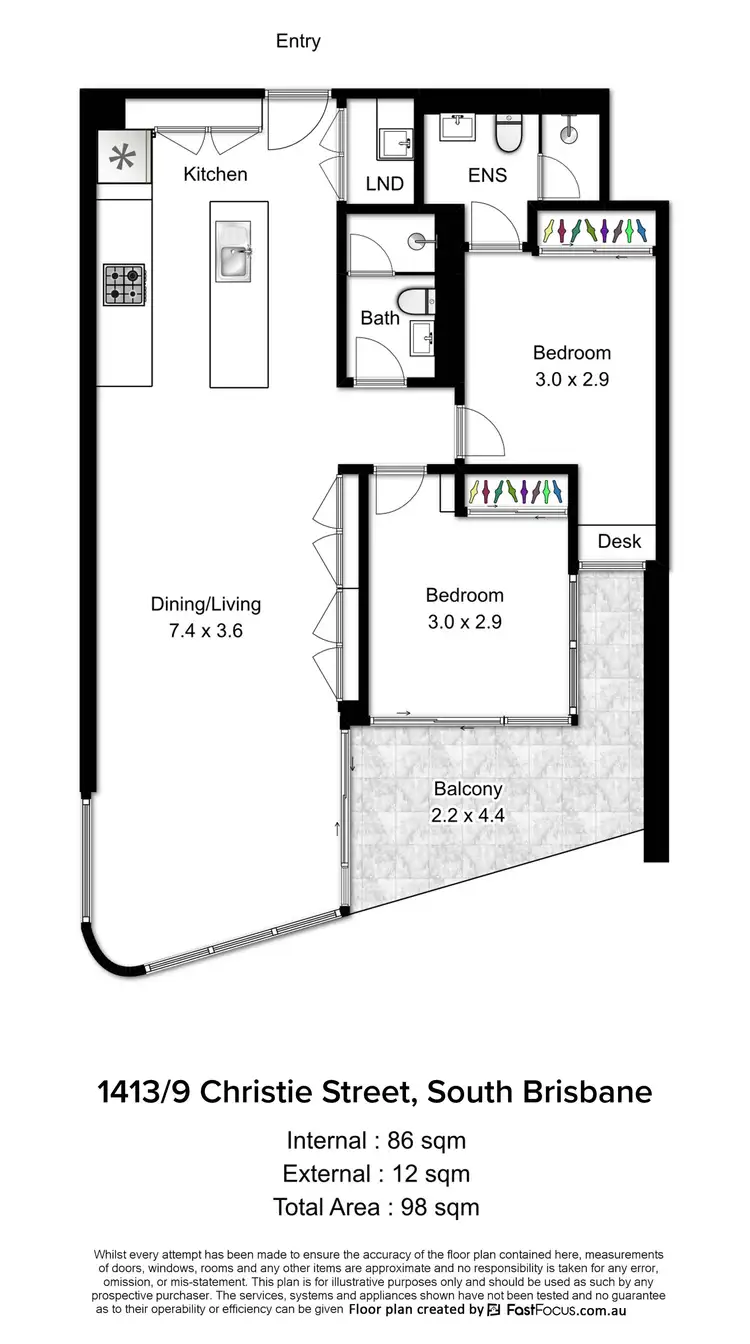 Floorplan of Homely apartment listing, 1413/9 Christie Street, South Brisbane QLD 4101