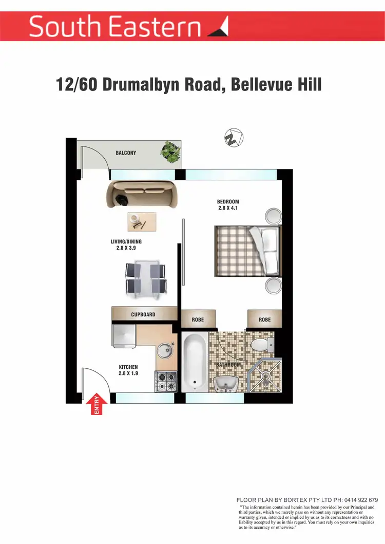 Floorplan of Homely studio listing, 12/60 Drumalbyn Road, Bellevue Hill NSW 2023
