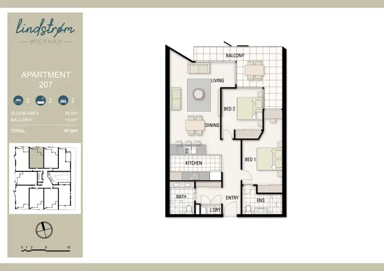 Floorplan of Homely apartment listing, 207/9 Union Street, Wickham NSW 2293