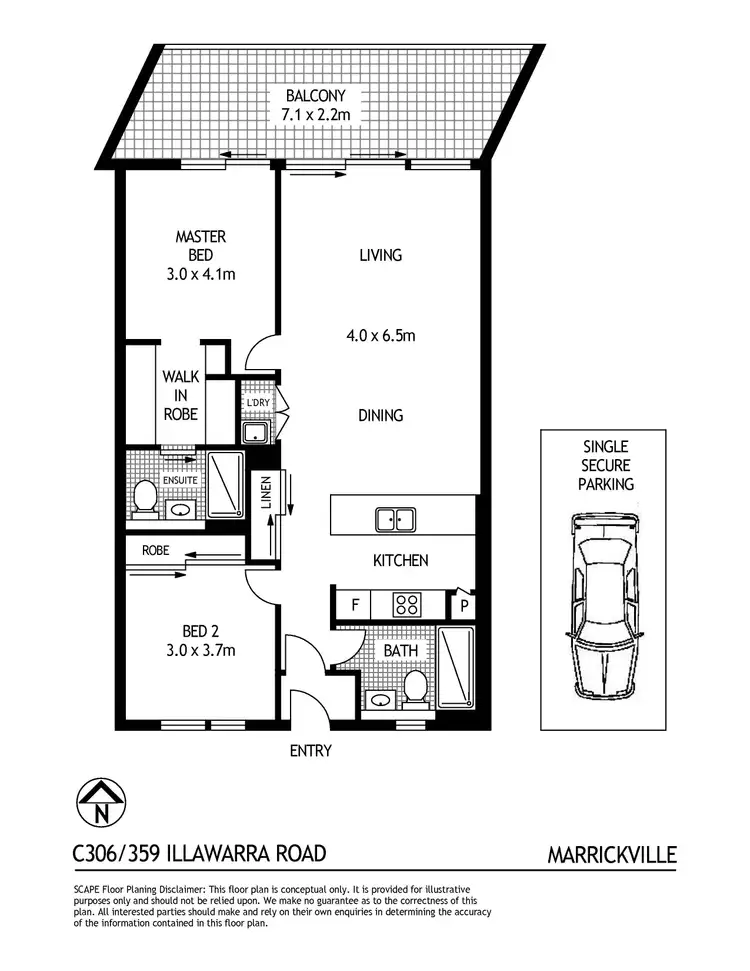 Floorplan of Homely apartment listing, C306/359 Illawarra Road, Marrickville NSW 2204