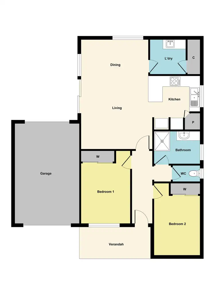 Floorplan of Homely unit listing, 2/6A Pekin Road, Maryborough VIC 3465