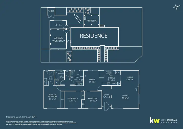 Floorplan of Homely house listing, 1 Comans Court, Traralgon VIC 3844