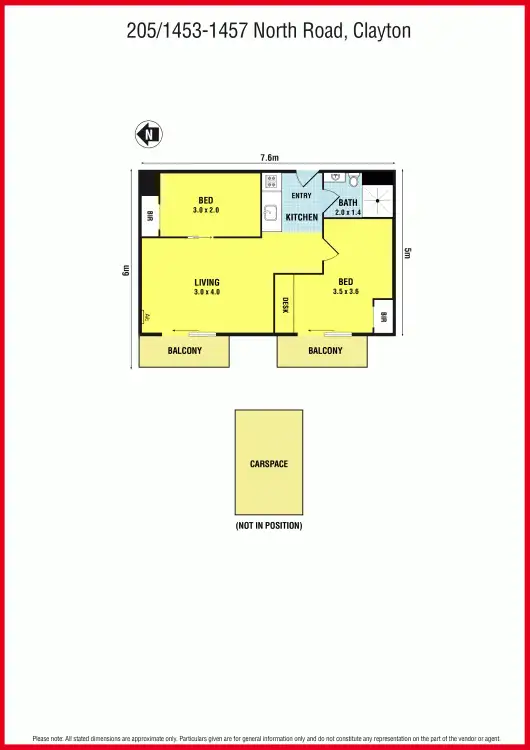 Floorplan of Homely apartment listing, 205/1453-1457 North Road, Clayton VIC 3168