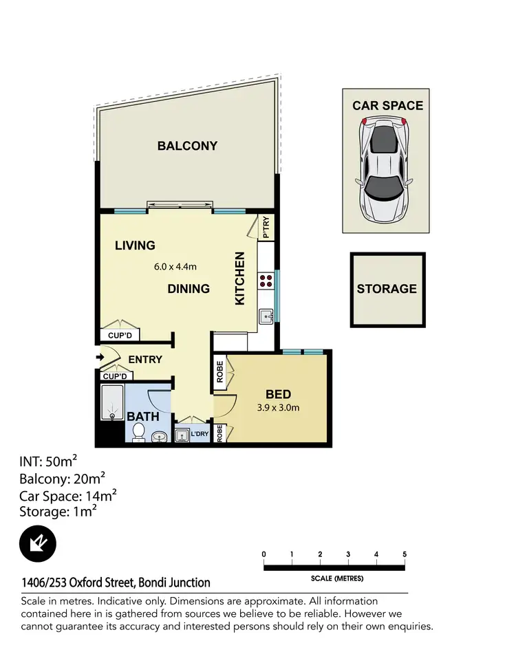 Floorplan of Homely apartment listing, 1406/253-255 Oxford Street, Bondi Junction NSW 2022