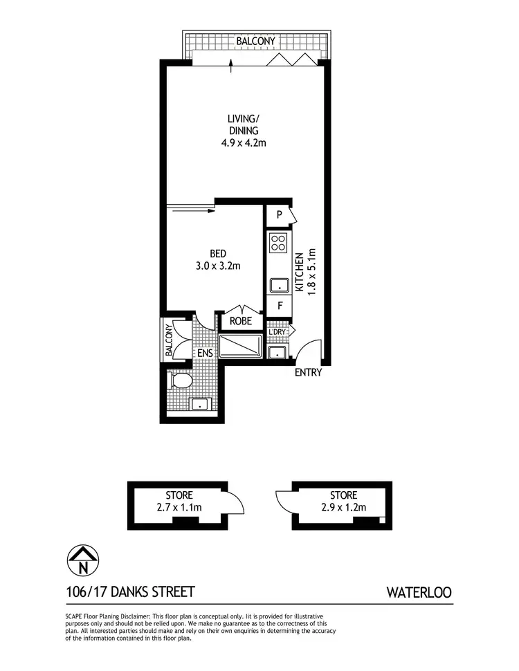 Floorplan of Homely apartment listing, 106/17 Danks Street, Waterloo NSW 2017