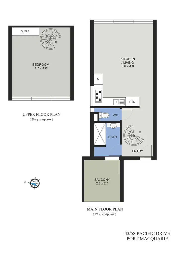 Floorplan of Homely unit listing, 43/58 Pacific Drive, Port Macquarie NSW 2444