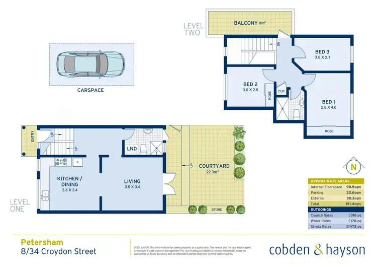 Floorplan of Homely townhouse listing, 8/34 Croydon Street, Petersham NSW 2049