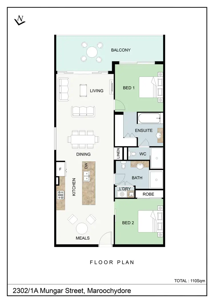 Floorplan of Homely unit listing, 2302/1A Mungar Street, Maroochydore QLD 4558