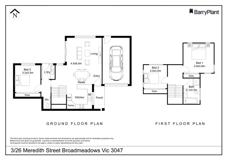 Floorplan of Homely townhouse listing, 3/26 Meredith Street, Broadmeadows VIC 3047