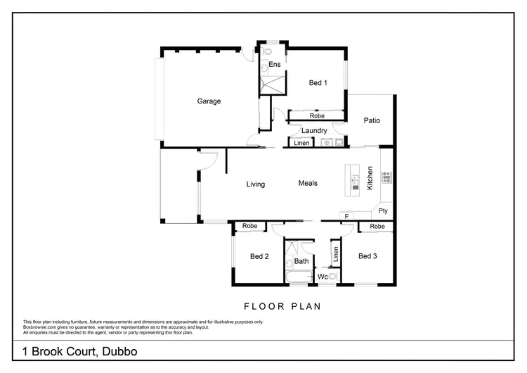 Floorplan of Homely semi-detached listing, 1 Brook Court, Dubbo NSW 2830