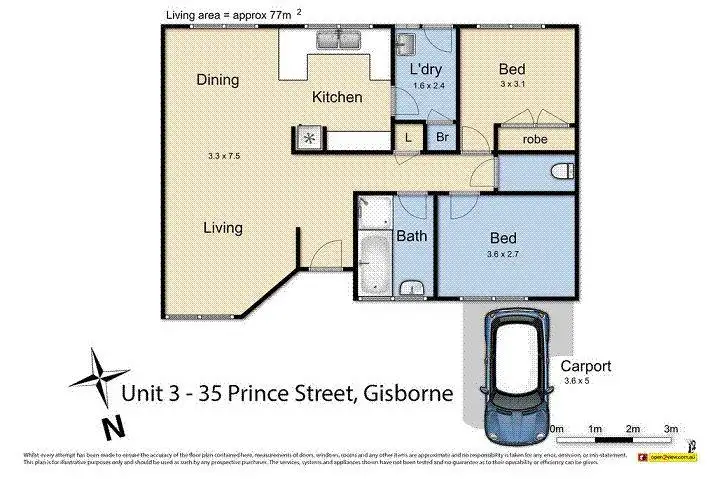 Floorplan of Homely unit listing, 3/35 Prince Street, Gisborne VIC 3437