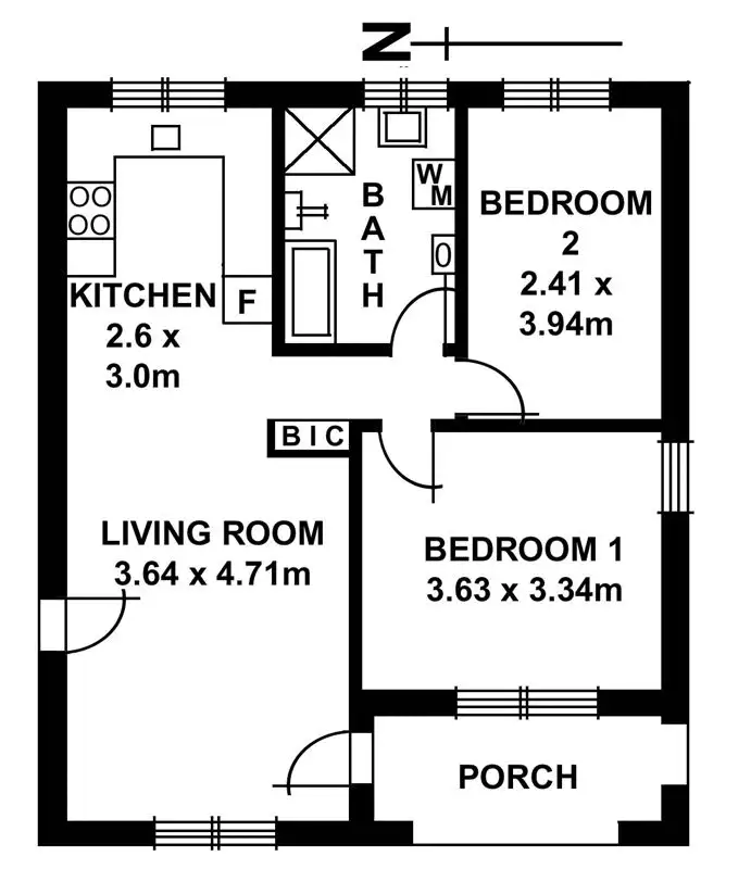 Floorplan of Homely unit listing, 1/45 Balham Avenue, Kingswood SA 5062