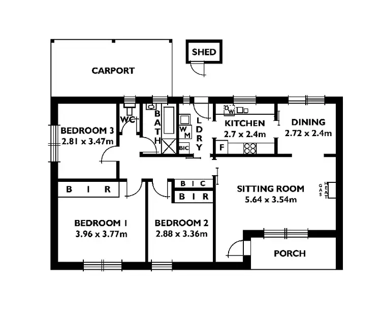 Floorplan of Homely unit listing, 1/12 Fisher Street, Tusmore SA 5065