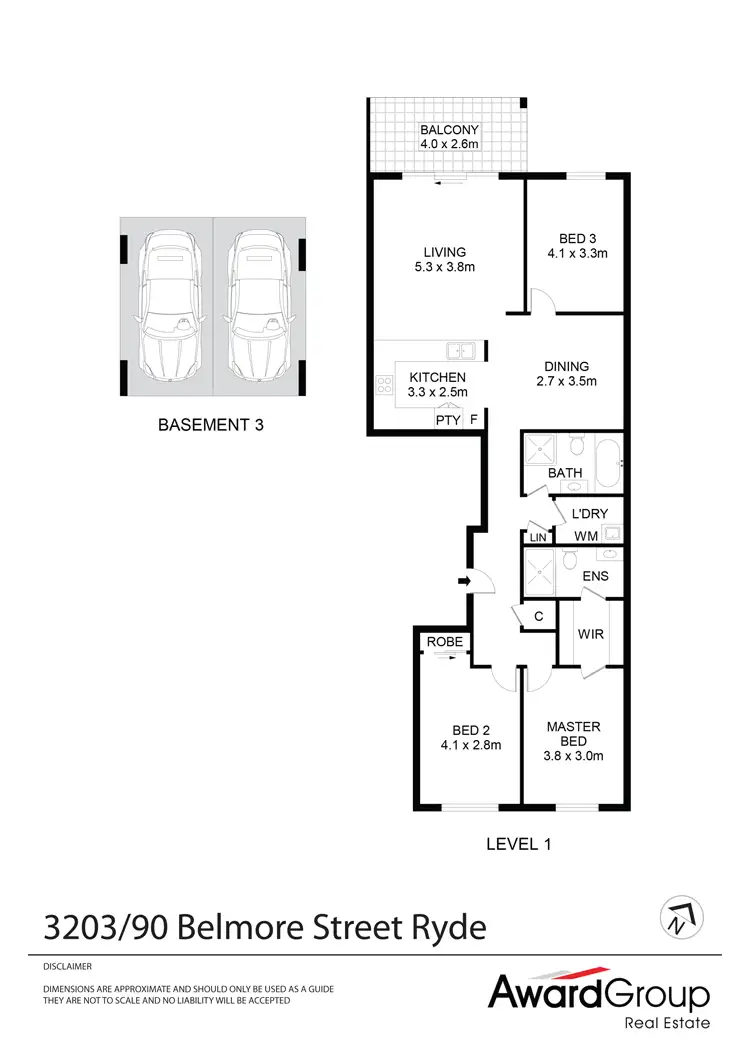 Floorplan of Homely unit listing, 3203/90 Belmore Street, Ryde NSW 2112