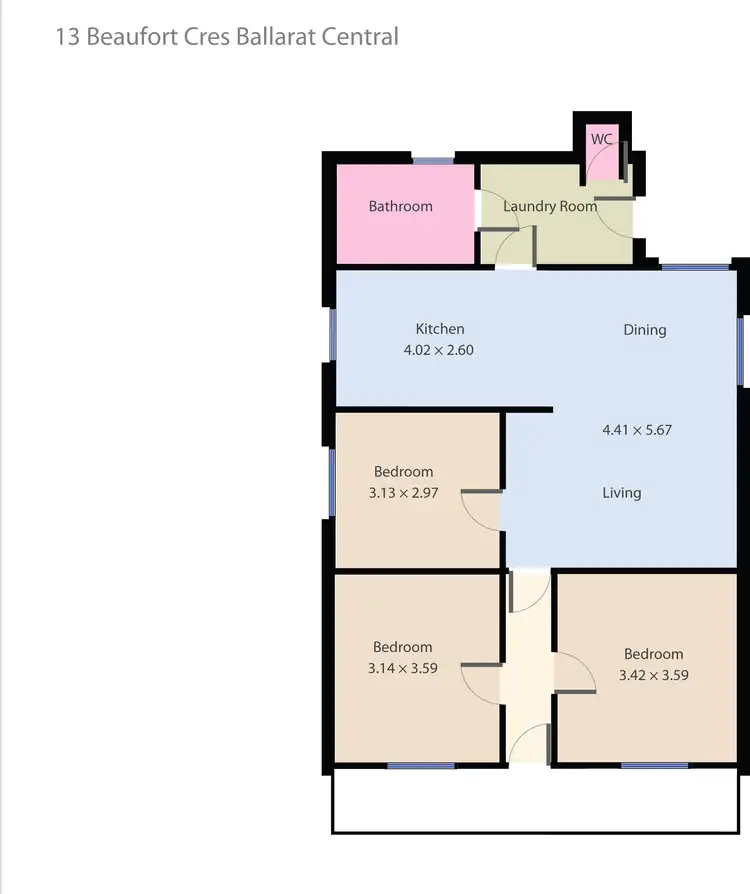 Floorplan of Homely house listing, 13 Beaufort Crescent, Ballarat Central VIC 3350