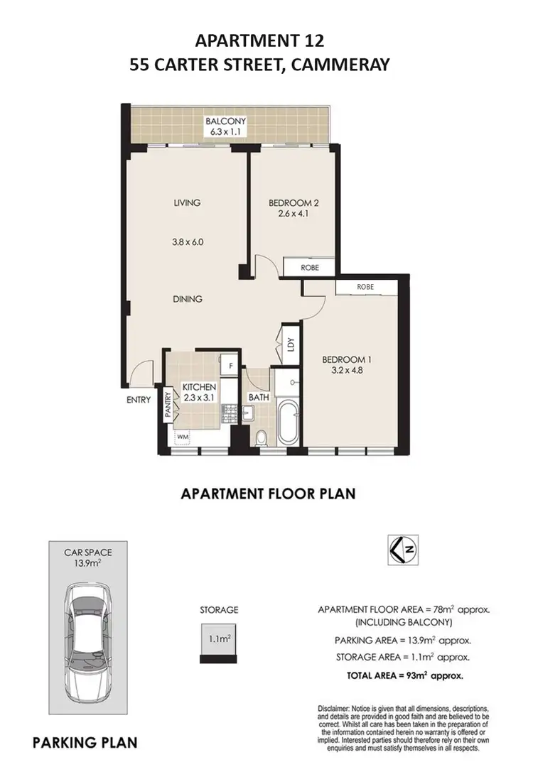Floorplan of Homely apartment listing, 12/55 Carter Street, Cammeray NSW 2062