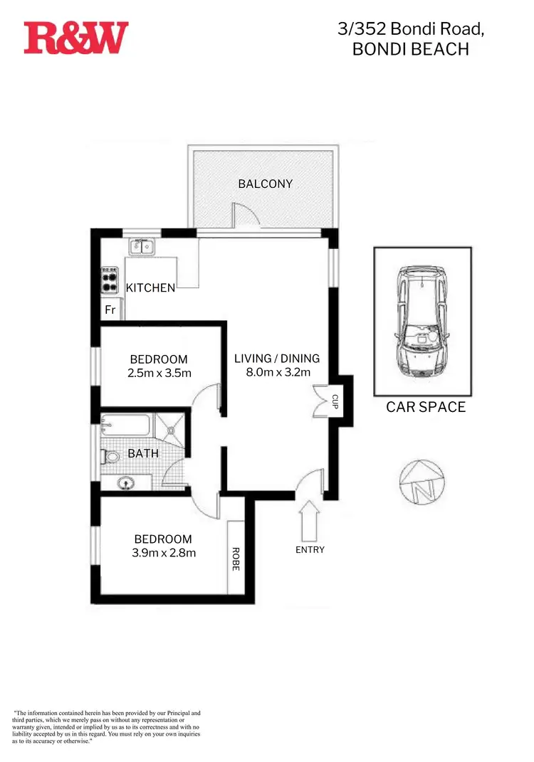 Floorplan of Homely apartment listing, 3/352 Bondi Road, Bondi Beach NSW 2026