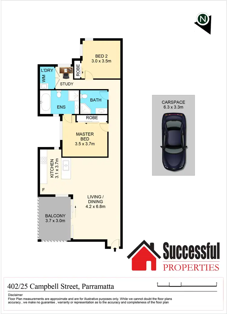 Floorplan of Homely apartment listing, 402/25 Campbell Street, Parramatta NSW 2150