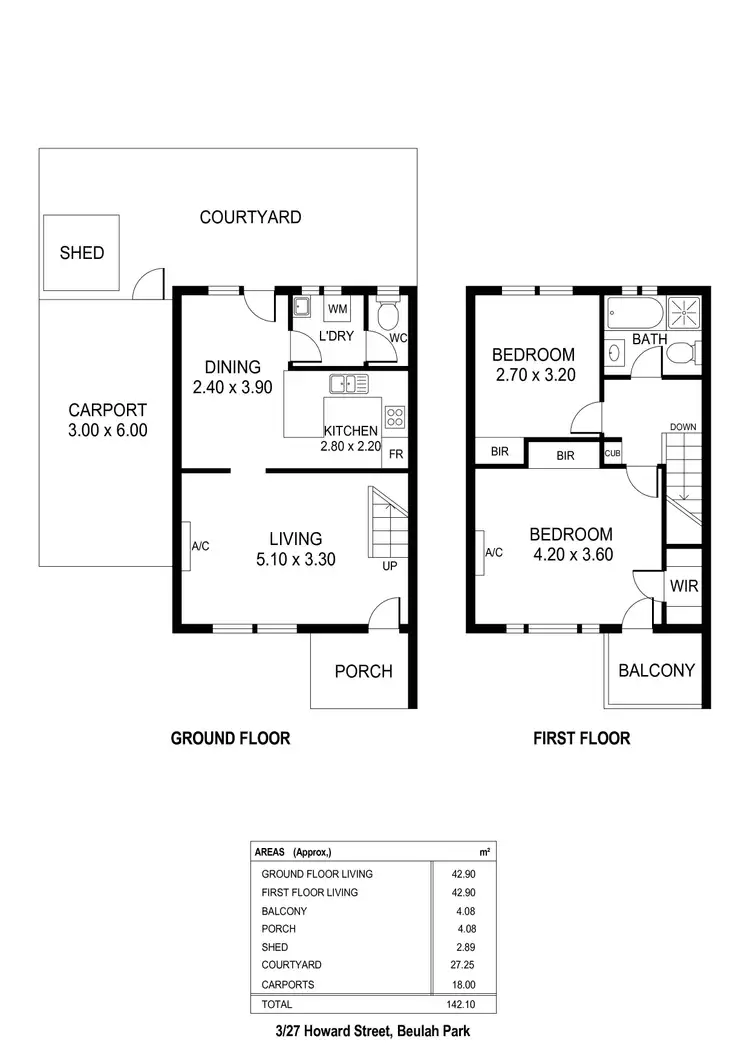 Floorplan of Homely townhouse listing, 3/27 Howard Street, Beulah Park SA 5067
