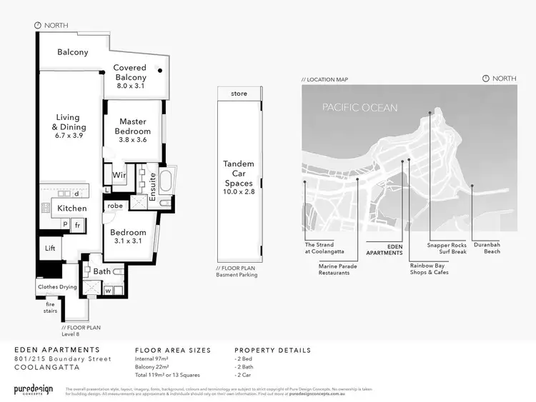Floorplan of Homely unit listing, 801/215 Boundary Street, Rainbow Bay QLD 4225