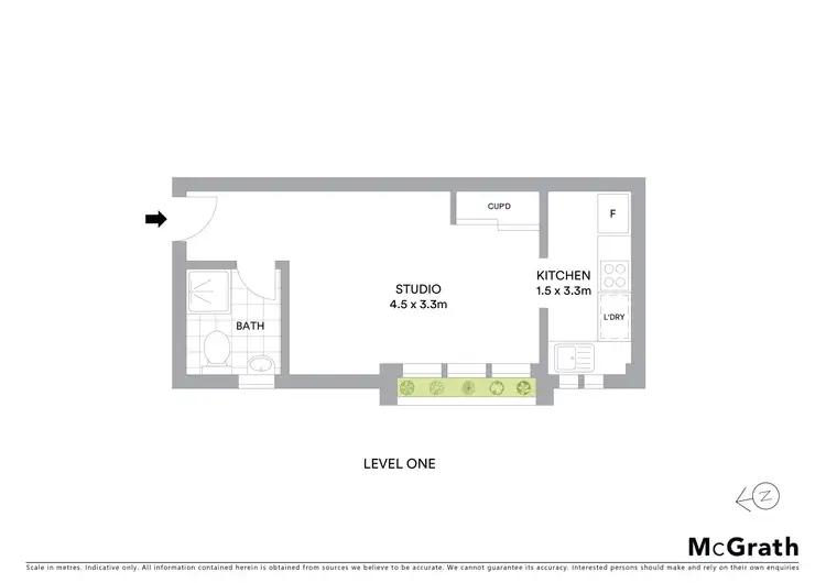 Floorplan of Homely studio listing, 20/12 Chelsea Street, Redfern NSW 2016