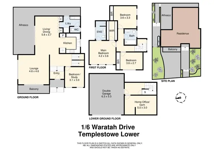 Floorplan of Homely townhouse listing, 1/6 Waratah Drive, Templestowe Lower VIC 3107