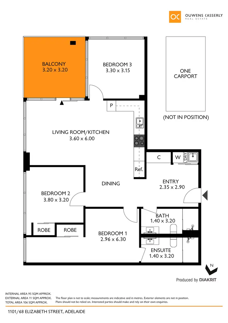 Floorplan of Homely apartment listing, 1101/68 Elizabeth Street, Adelaide SA 5000