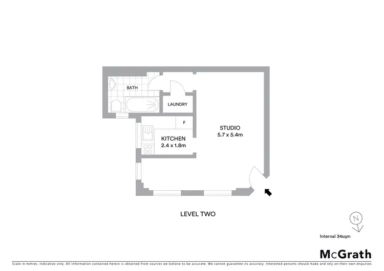 Floorplan of Homely studio listing, 26/347 Liverpool Street, Darlinghurst NSW 2010
