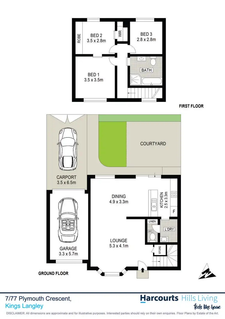 Floorplan of Homely townhouse listing, 7/77 Plymouth Crescent, Kings Langley NSW 2147